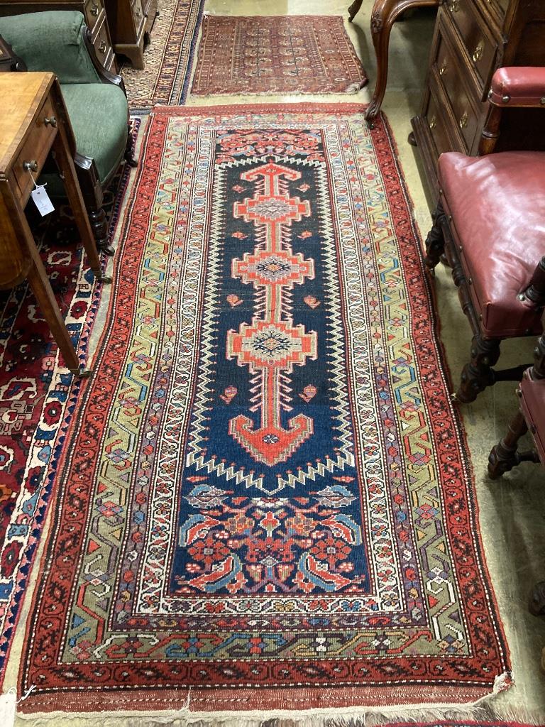 A Hamadan runner and a Tekke Bokhara small rug, larger 260 x 115cm